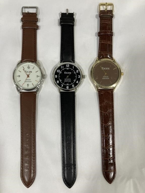 Eiger Men’s watches, black watch is missing face