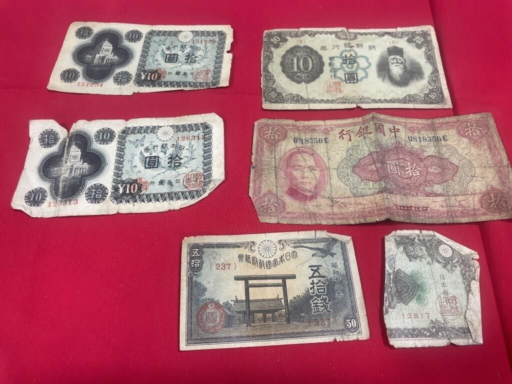 Asian paper money - Chinese, Japanese
