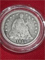 1858 seated liberty Half Dime