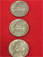 3 - Jefferson Nickel 1940, 1941S, 1948