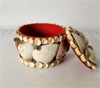 Vtg Shell Felt Jewelry/ Trinket Box