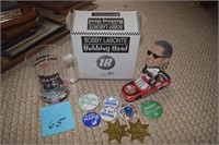 Labonte bobble head, Indy mug, buttons