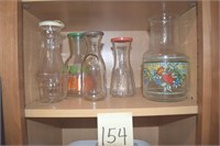 Cruets, juice and milk  jars, etc