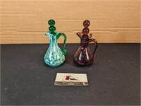 Art glass cruets w/ stoppers (Fenton?)