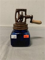 Blue Glass Butter Churner