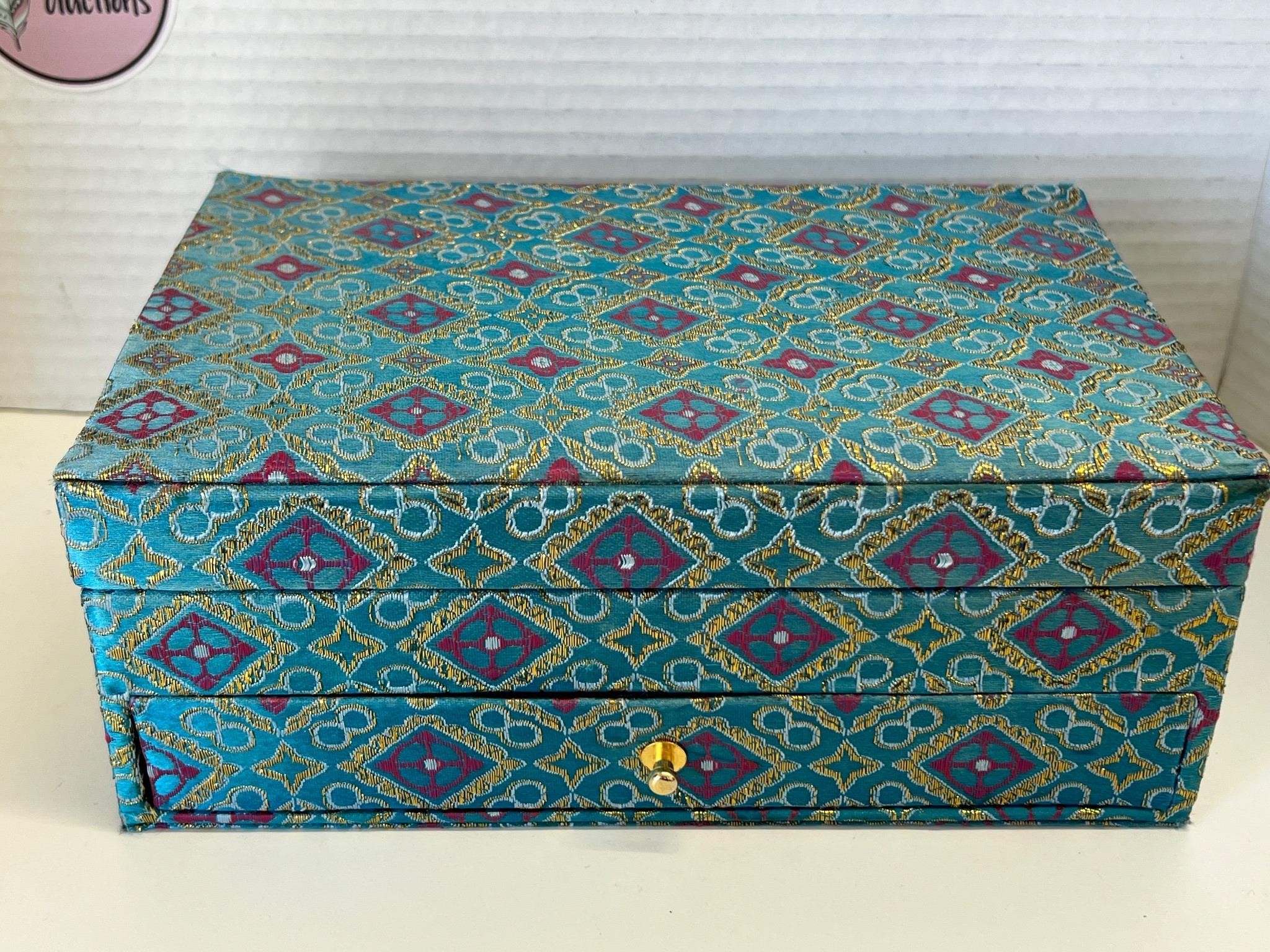 Beautiful Vintage Cloth Covered Jewelry Box