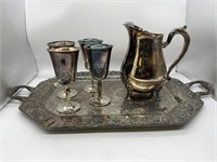 (4) Pilgrim Silverplated Goblets, Newport EP