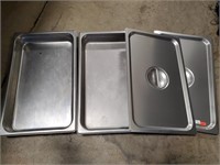 (2) Stainless Steel Prep Pans with Lids