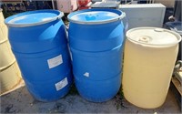 (3) Plastic Barrels With Lids