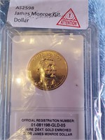 James Monroe GP Dollar 24KT Gold Enriched