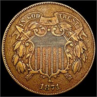 1871 Two Cent Piece NEARLY UNCIRCULATED