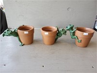 (3) Frog Planters