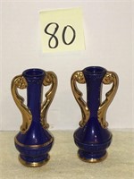 2 Small Blue Vases