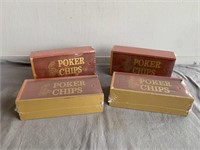 (4) Wooden Poker Chip Sets (New)