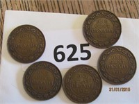 Coins - 1c  1916, 1917, 1918, 1919, 1920