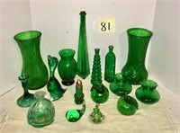 Green Glass Lot with Whale