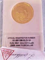 John TYler Dollar 18KT Gold Enriched