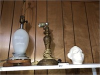 (2) Vintage Lamps + Head