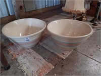 2 large pottery bowls (damaged)
