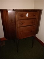 Antique sewing cabinet w/ contents (damage)