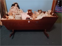 Antique wood rocking baby cradle (no dolls)