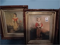 Early boy and girl framed pictures