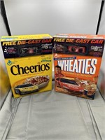 Cereal boxes with die cast Race Cars