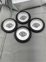 4 Harley Davidson Metal coasters with rubber tires