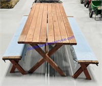 Wooden Picnic Table w/ 2 Benches (68” Long 28”