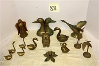 Large Brass Lot with Duck Book Ends
