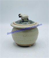 Covered Sheep Pottery Dish