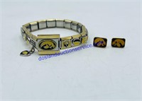 Iowa Hawkeyes Charm Bracelet & Earrings