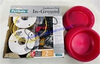 In-Ground Pet Fence and Plastic Pet Bowls