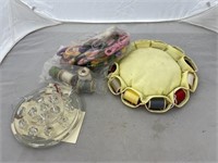 4 pc, glass frog, bundle of sewing items
