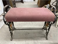 Cast Iron Bench with cushion seat, 21 X 25 X 11