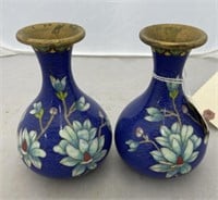 2 pc, two metal vase