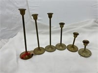 6 pc metal candle stick holder, various sizes