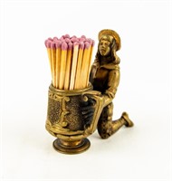 Brass Girl With Large Cup Matchstick Holder