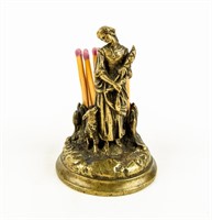 Lady with Lamb Figural Matchstick Holder