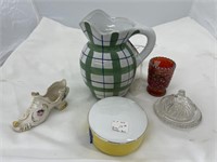 5 pc Ceramic Vase, Sweet Heart, Miniature Dish wit