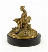 Bronze Rooster Crowing Matchstick Holder