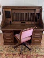 Beautiful Large Antique Desk with Chair BRING HELP