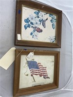 2 framed pictures, 1 American Flag 10 X 12, Wild L