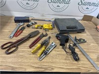 Group of tools 2 soldering gun, tin snips & more