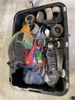 Tote of RC car parts