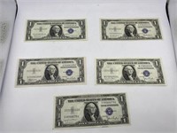 5-Silver Certificates $1 Bills