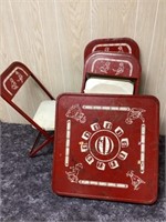 Vintage tin metal kids table and chairs