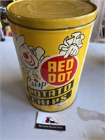 Red Dot potato Chips Tin