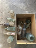 Antique glass bottles