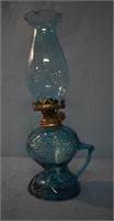 Contemp. Blue Glass Finger Lamp w/ Shade